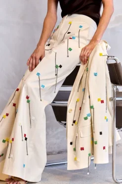 Beaded Wide Leg Pants