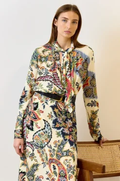 Botanical Scarf Collar Blouse