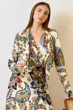 Botanical Scarf Collar Blouse