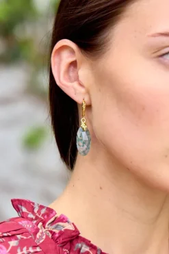 Brut Agate Drop Earrings