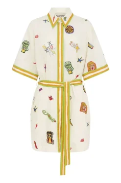 Checkers Embroidered Mini Dress