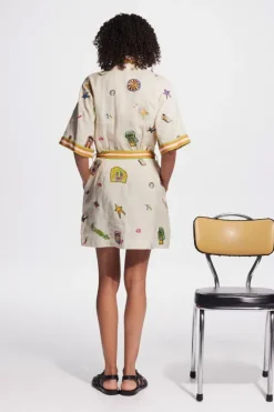 Checkers Embroidered Mini Dress
