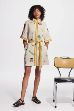 Checkers Embroidered Mini Dress