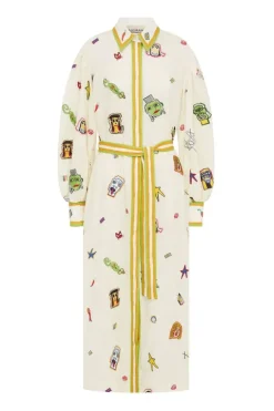 Checkers Embroidered Shirtdress