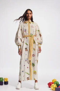 Checkers Embroidered Shirtdress