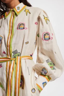 Checkers Embroidered Shirtdress