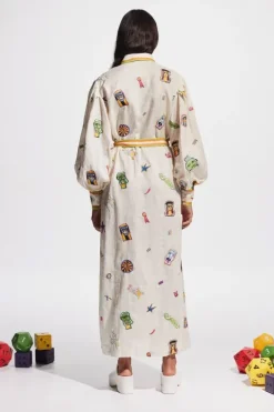 Checkers Embroidered Shirtdress