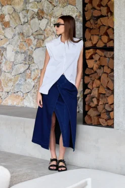 Classic Denim Wrap Skirt