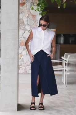Classic Denim Wrap Skirt