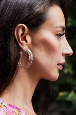 Confetti Crystal Hoop Earring