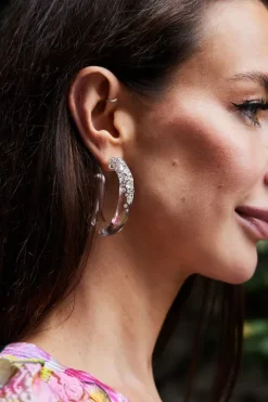 Confetti Crystal Hoop Earring