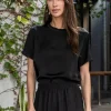 Contrast-Neck Satin Blouse - FINAL SALE