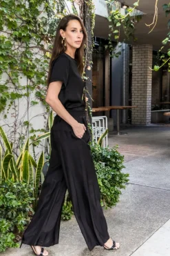 Contrast-Neck Satin Blouse - FINAL SALE