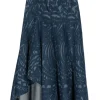 Denim Fit And Flare Midi Skirt