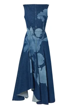Denim Fit And Flare Midi Dress