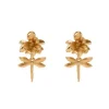 Dragonfly On A Flower Earring
