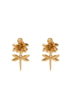 Dragonfly On A Flower Earring