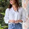 Eco Poplin Scoopneck Top