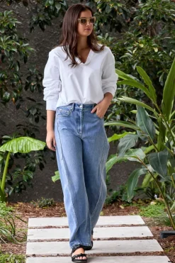 Eco Poplin Scoopneck Top