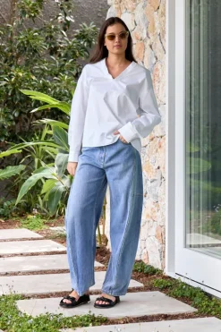 Eco Poplin Scoopneck Top