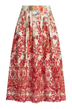 Embroidered Midi Skirt