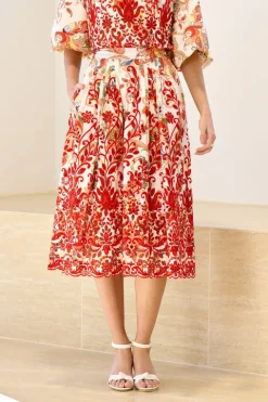 Embroidered Midi Skirt