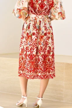 Embroidered Midi Skirt