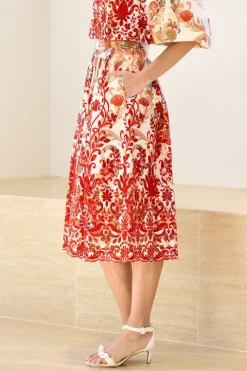 Embroidered Midi Skirt