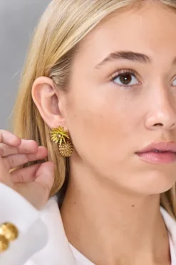 Flower With Cactus Earring
