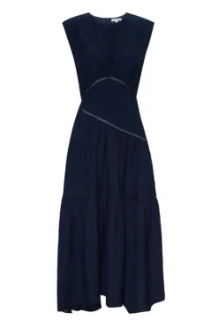 Gathered Lace Inset Dress