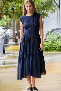 Gathered Lace Inset Dress