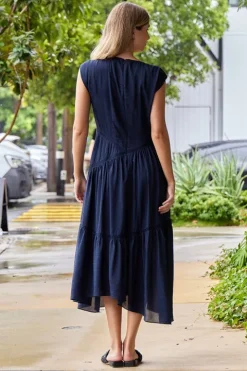 Gathered Lace Inset Dress