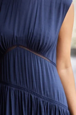 Gathered Lace Inset Dress