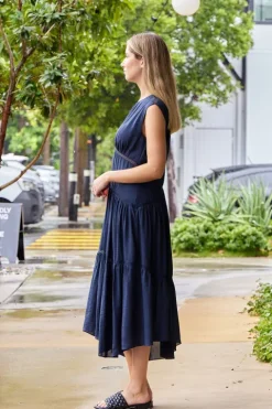 Gathered Lace Inset Dress