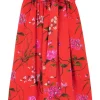 Gathered Waist Midi Skirt