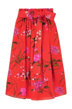 Gathered Waist Midi Skirt