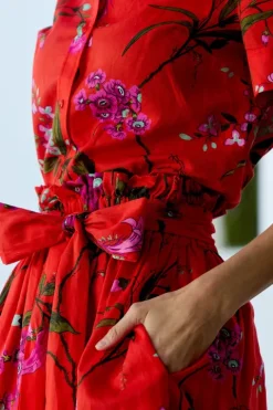 Gathered Waist Midi Skirt