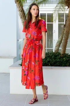 Gathered Waist Midi Skirt