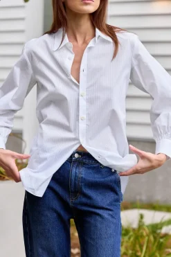 Gossamer Stripe Bishop Sleeve Shirt