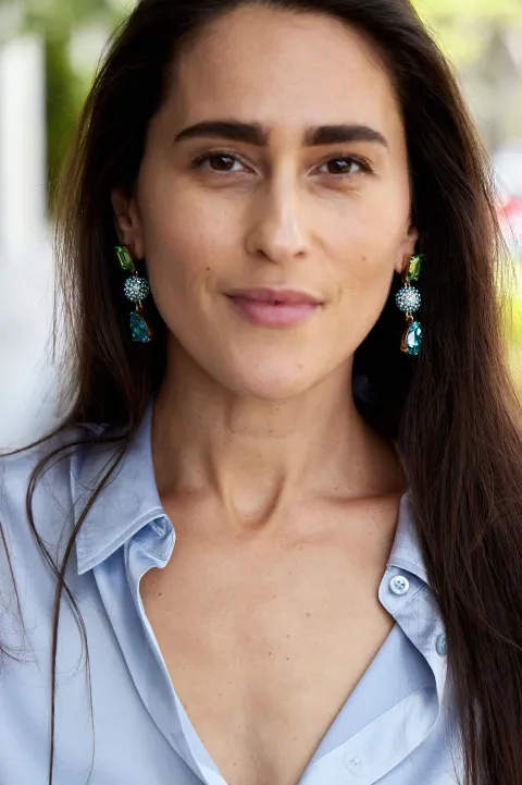 Half Pave Chandelier Earring