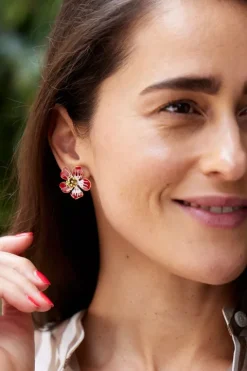 Hand Painted Flower Earring