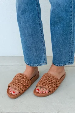 Henri Crochet Raffia Footbed Sandal