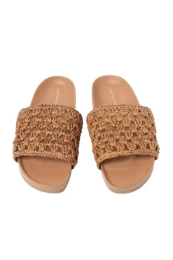 Henri Crochet Raffia Footbed Sandal