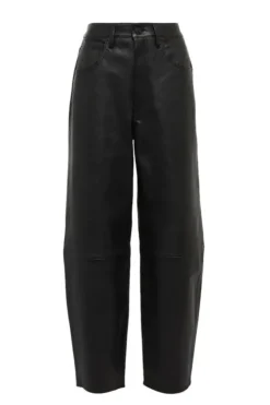 High Rise Barrel Leather Pant