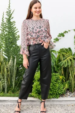 High Rise Barrel Leather Pant