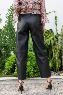High Rise Barrel Leather Pant