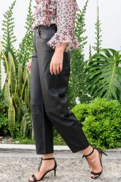 High Rise Barrel Leather Pant
