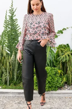 High Rise Barrel Leather Pant