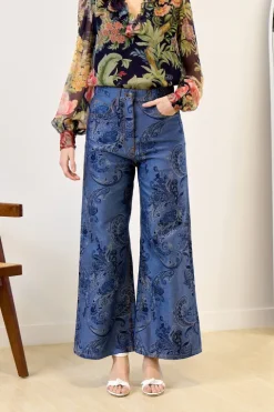 Jacquard Wide Leg Jean
