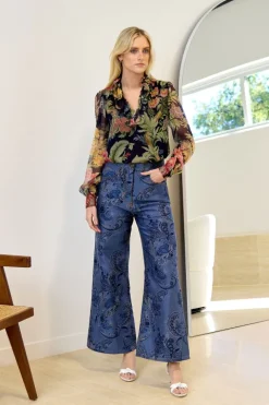 Jacquard Wide Leg Jean